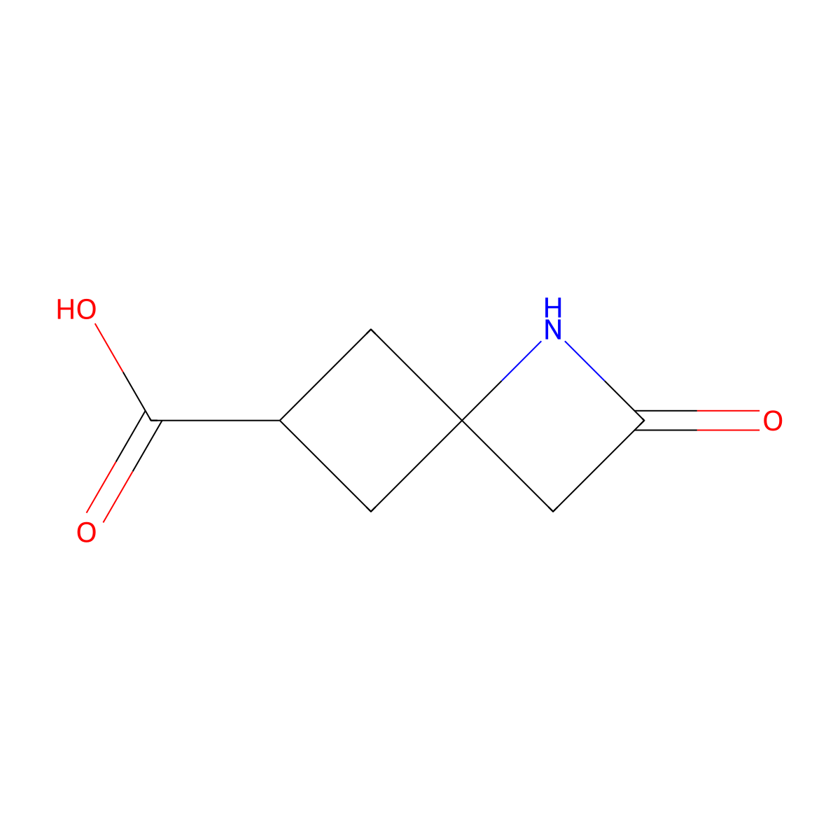 2-Oxo-1-azaspiro(3.3)heptane-6-carboxylic acid molecular structure, CAS 2193062-01-8