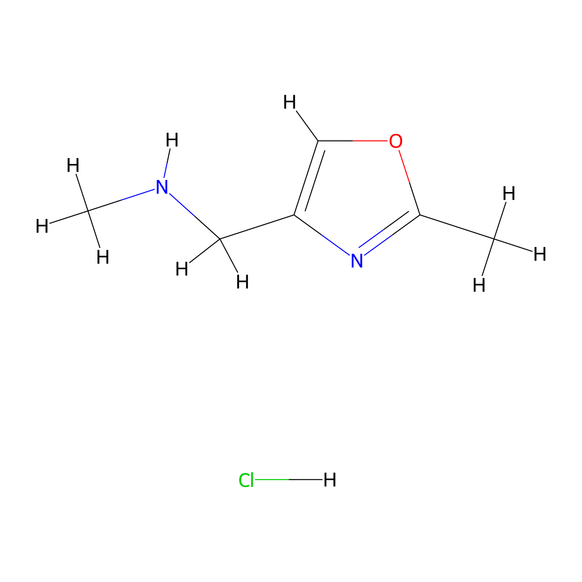 Methyl((2-methyl-1,3-oxazol-4-yl)methyl)amine hydrochloride molecular structure, CAS 2193064-28-5