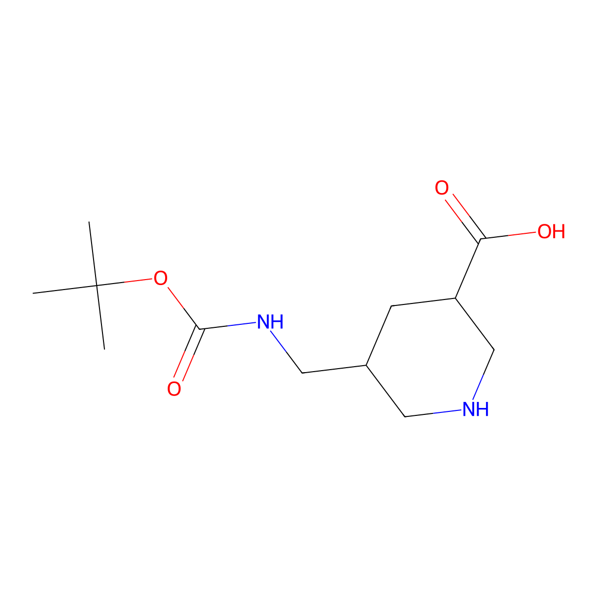 5-({[(Tert-butoxy)carbonyl]amino}methyl)piperidine-3-carboxylic acid molecular structure, CAS 2193064-30-9
