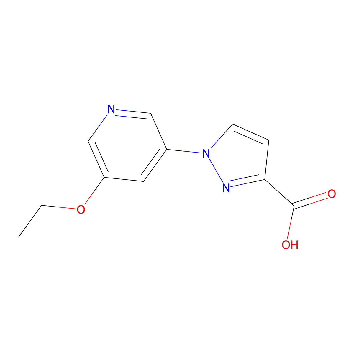 1-(5-ethoxypyridin-3-yl)-1H-pyrazole-3-carboxylic acid molecular structure, CAS 2193064-66-1