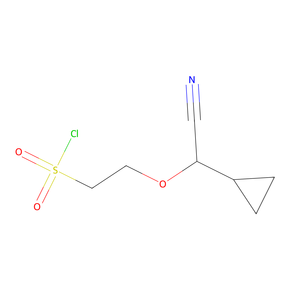 2-(Cyano(cyclopropyl)methoxy)ethane-1-sulfonyl chloride molecular structure, CAS 2193064-72-9