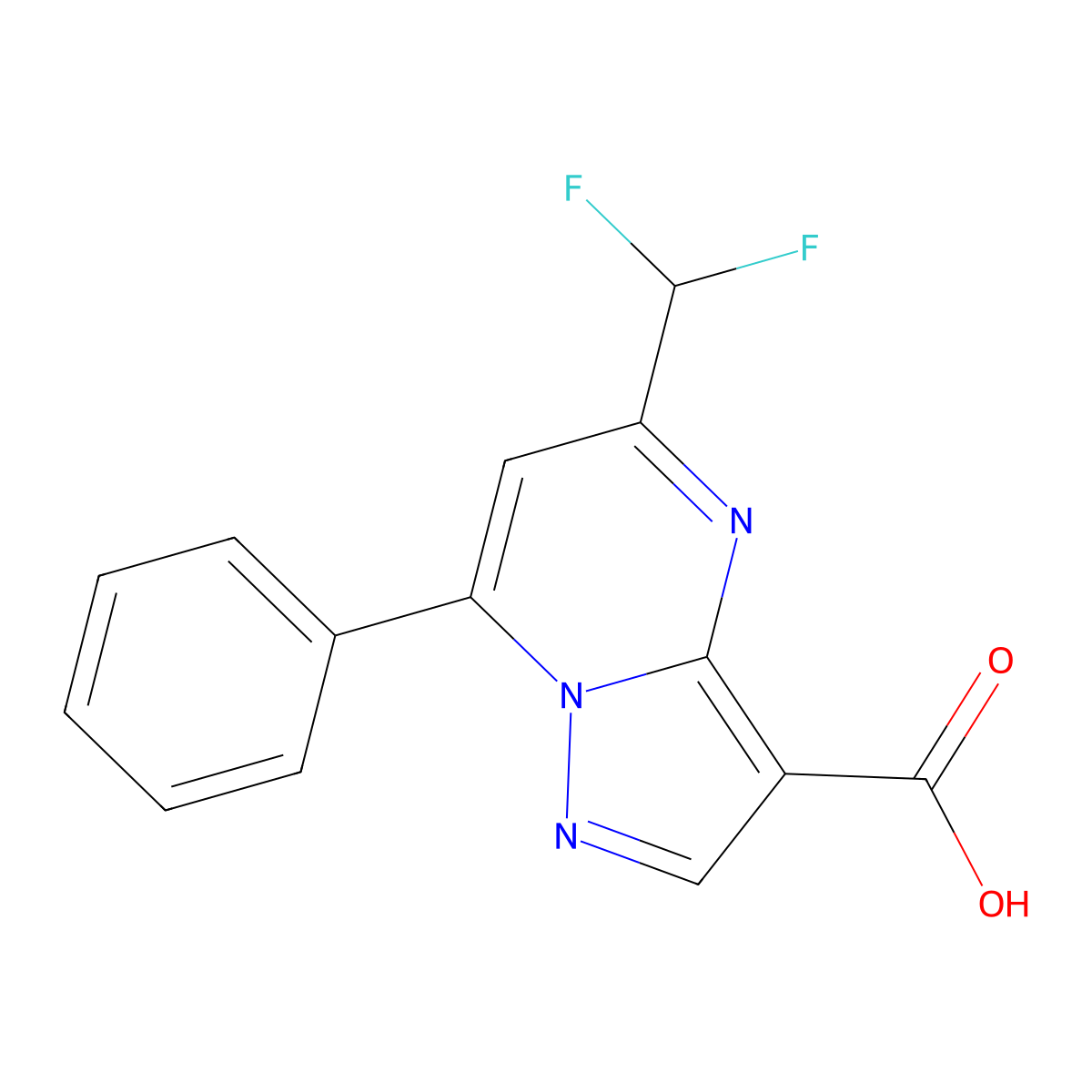 5-(Difluoromethyl)-7-phenylpyrazolo[1,5-a]pyrimidine-3-carboxylic acid molecular structure, CAS 2193064-73-0