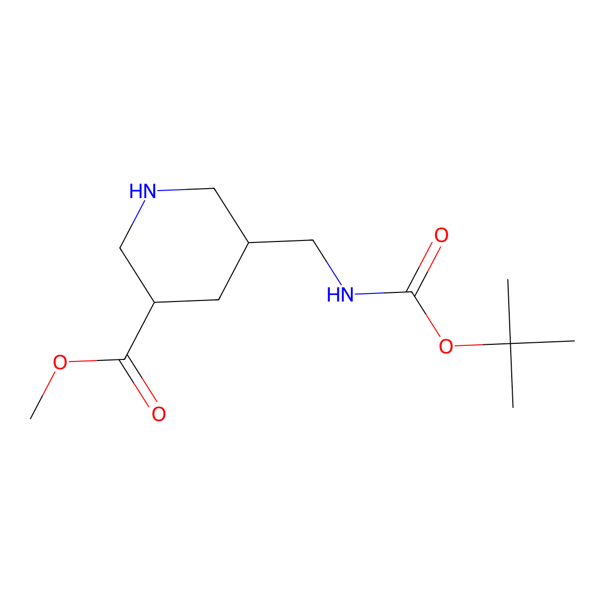 Methyl 5-((((tert-butoxy)carbonyl)amino)methyl)piperidine-3-carboxylate molecular structure, CAS 2193064-76-3