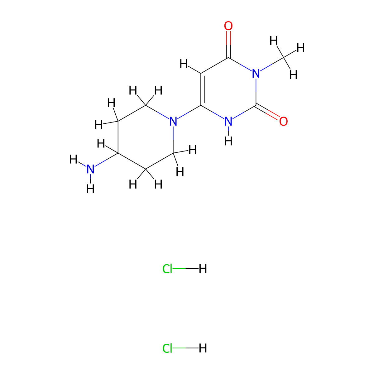 6-(4-Aminopiperidin-1-yl)-3-methyl-1,2,3,4-tetrahydropyrimidine-2,4-dione dihydrochloride molecular structure, CAS 2193064-78-5