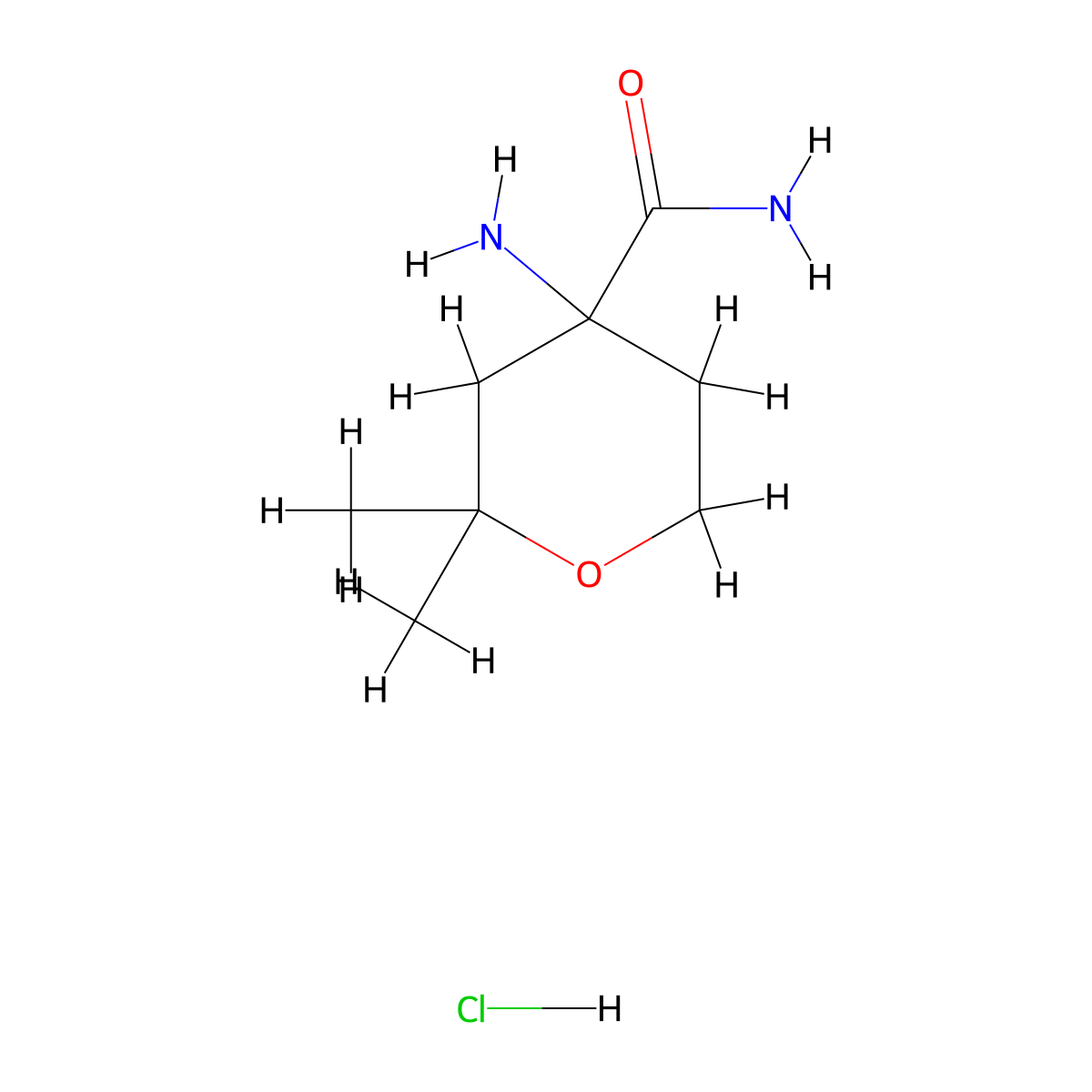 4-Amino-2,2-dimethyloxane-4-carboxamide hydrochloride molecular structure, CAS 2193064-85-4