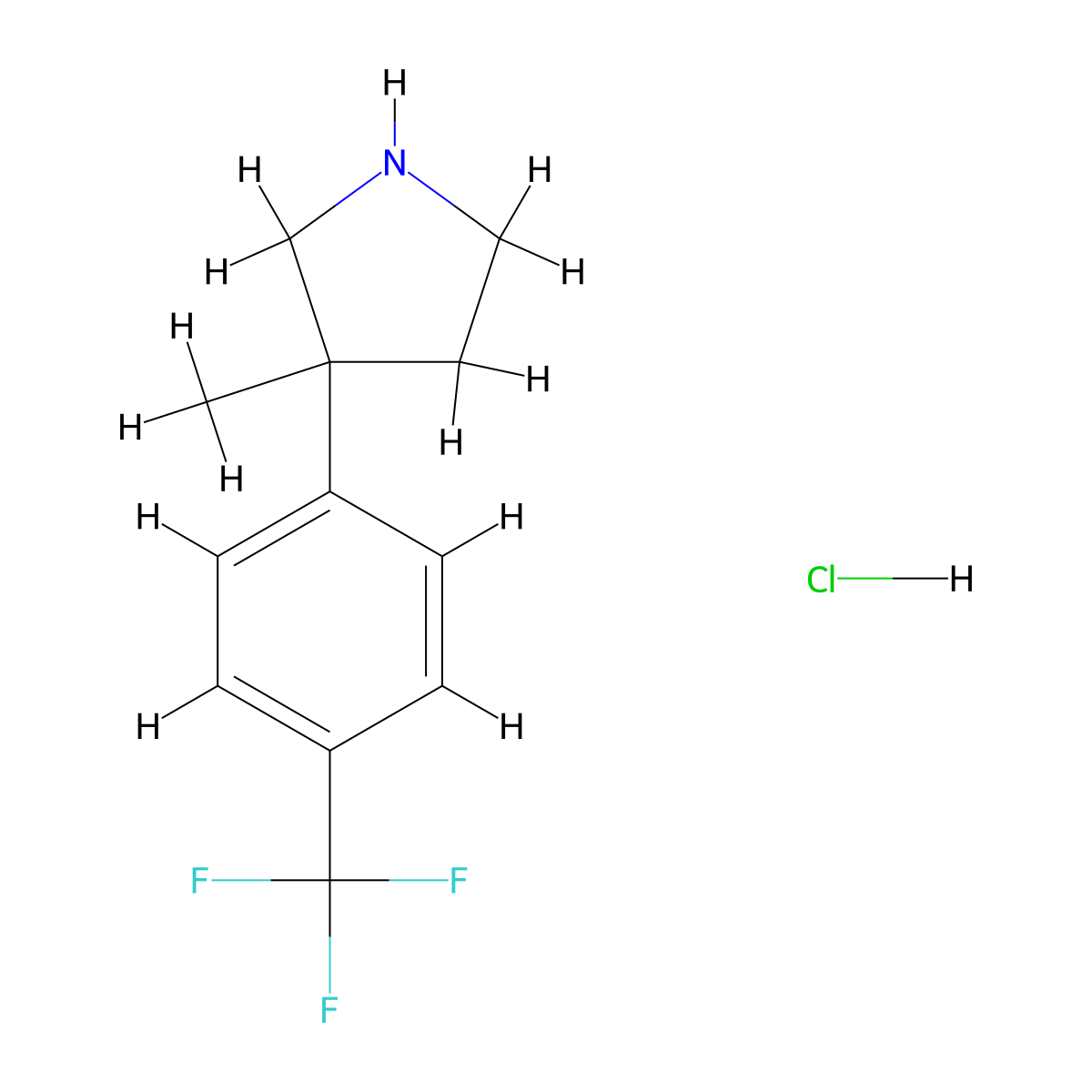 3-Methyl-3-[4-(trifluoromethyl)phenyl]pyrrolidine hydrochloride molecular structure, CAS 2193064-92-3