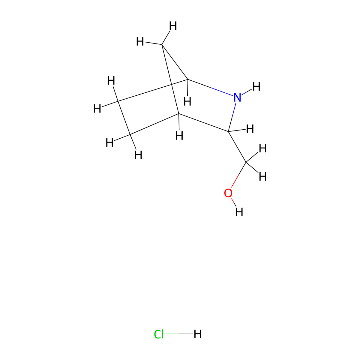(2-Azabicyclo(2.2.1)heptan-3-yl)methanol hydrochloride molecular structure, CAS 2193064-93-4