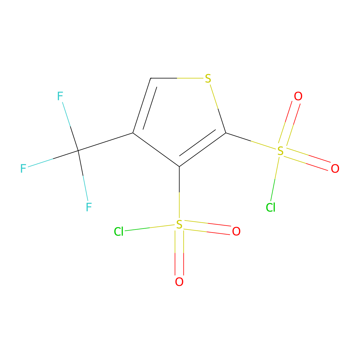 4-(Trifluoromethyl)thiophene-2,3-disulfonyl dichloride molecular structure, CAS 2193065-00-6