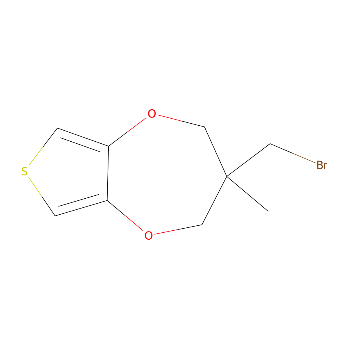 3-(bromomethyl)-3-methyl-2H,3H,4H-thieno[3,4-b][1,4]dioxepine molecular structure, CAS 2193065-01-7