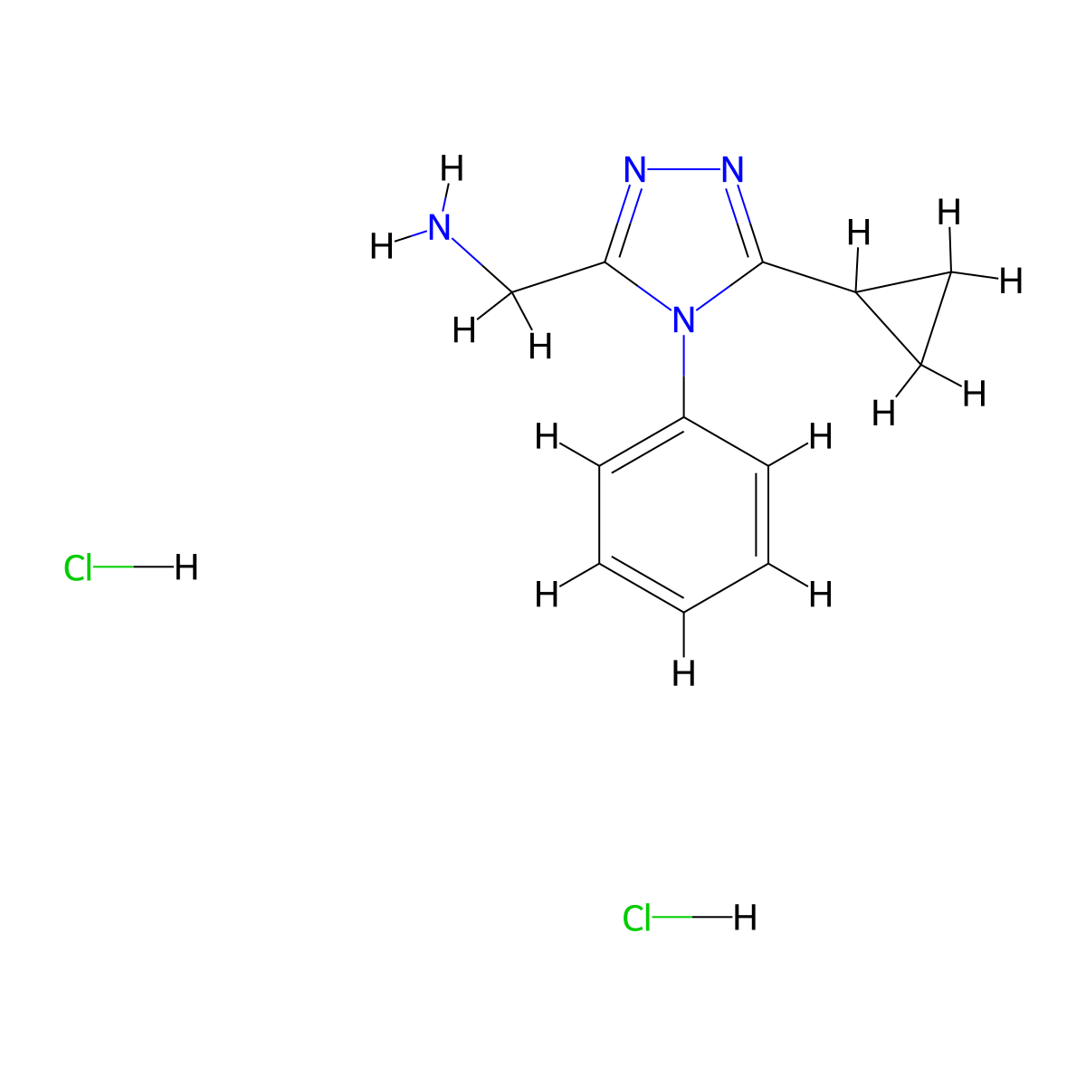 (5-Cyclopropyl-4-phenyl-4H-1,2,4-triazol-3-yl)methanamine dihydrochloride molecular structure, CAS 2193065-08-4