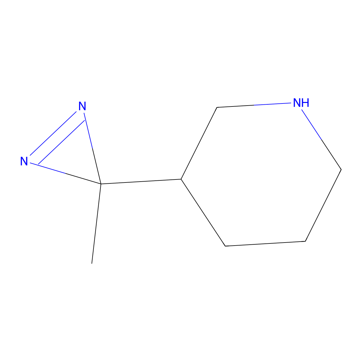 3-(3-methyl-3H-diazirin-3-yl)piperidine molecular structure, CAS 2193065-10-8