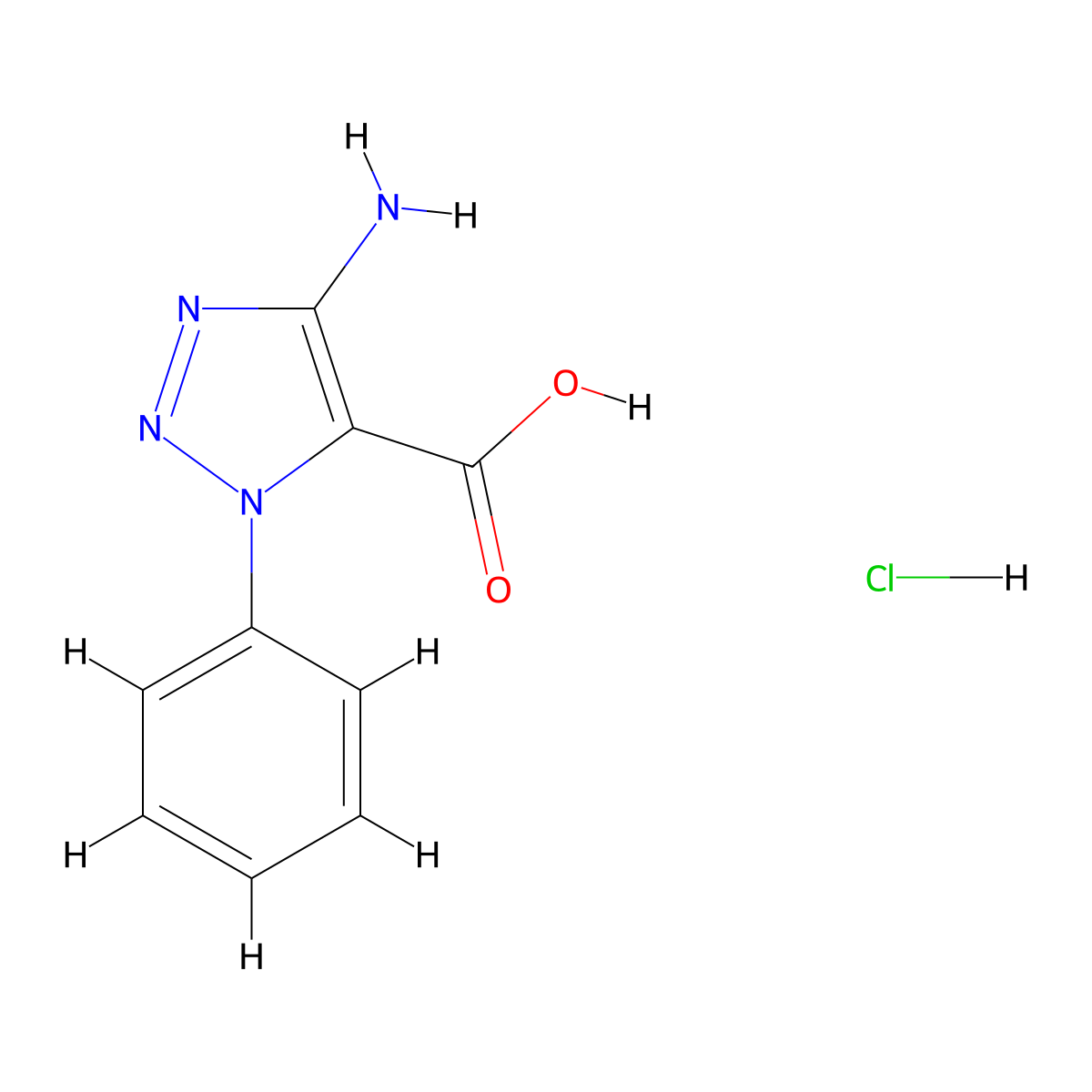 4-amino-1-phenyl-1H-1,2,3-triazole-5-carboxylic acid hydrochloride molecular structure, CAS 2193065-42-6