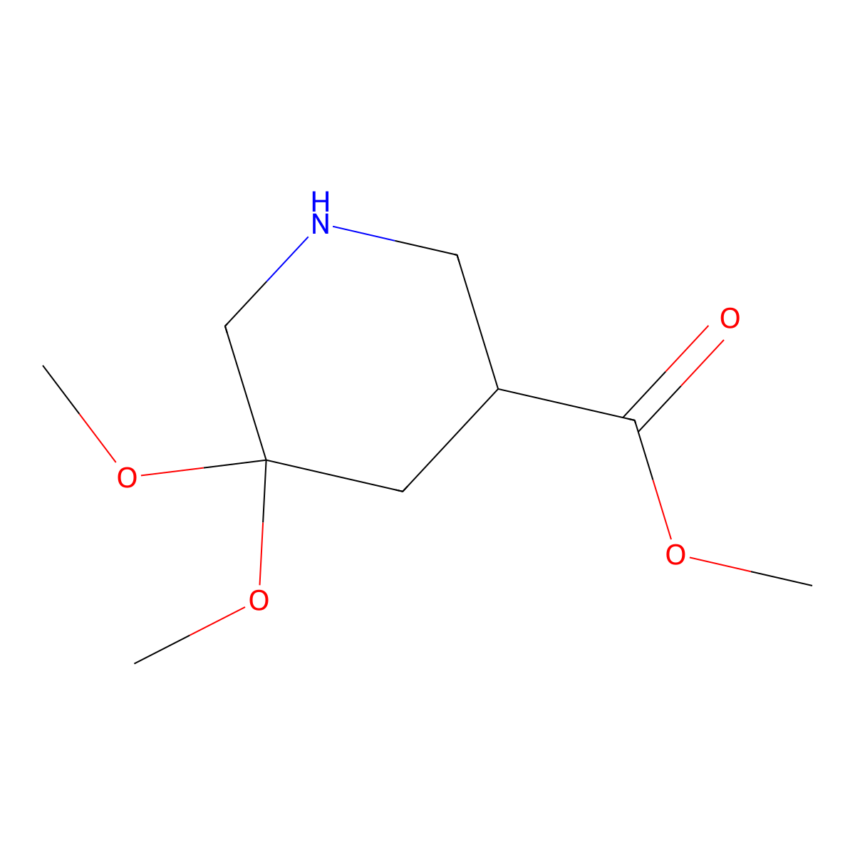 Methyl 5,5-dimethoxypiperidine-3-carboxylate molecular structure, CAS 2193065-43-7