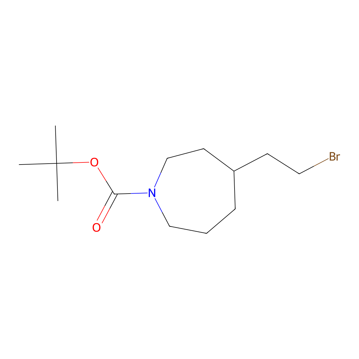 Tert-butyl 4-(2-bromoethyl)azepane-1-carboxylate molecular structure, CAS 2193065-49-3
