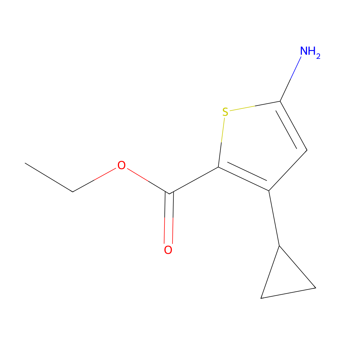 Ethyl 5-amino-3-cyclopropylthiophene-2-carboxylate molecular structure, CAS 2193065-68-6
