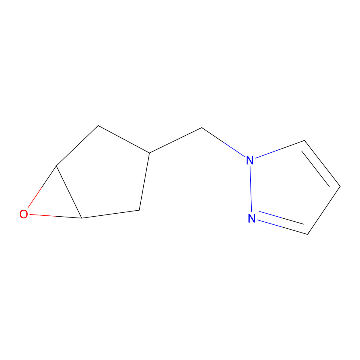 1-((6-oxabicyclo(3.1.0)hexan-3-yl)methyl)-1H-pyrazole molecular structure, CAS 2193065-72-2