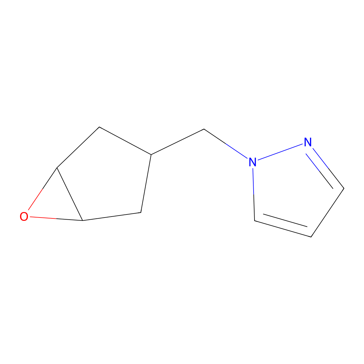1-((6-oxabicyclo(3.1.0)hexan-3-yl)methyl)-1H-pyrazole molecular structure, CAS 2193065-72-2