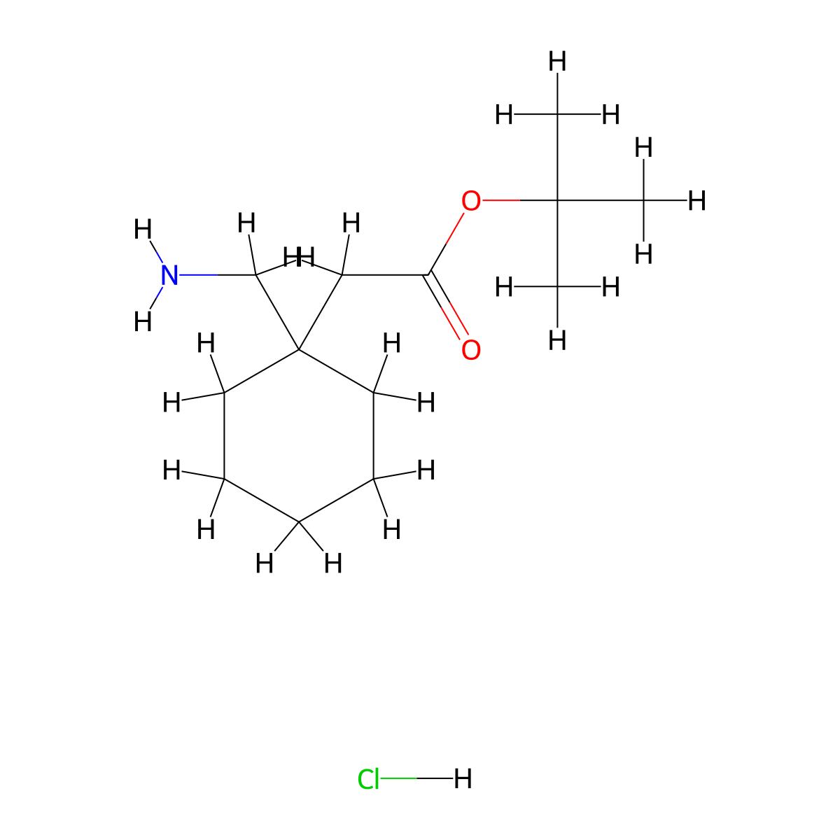 Tert-butyl 2-[1-(aminomethyl)cyclohexyl]acetate hydrochloride molecular structure, CAS 2193065-76-6