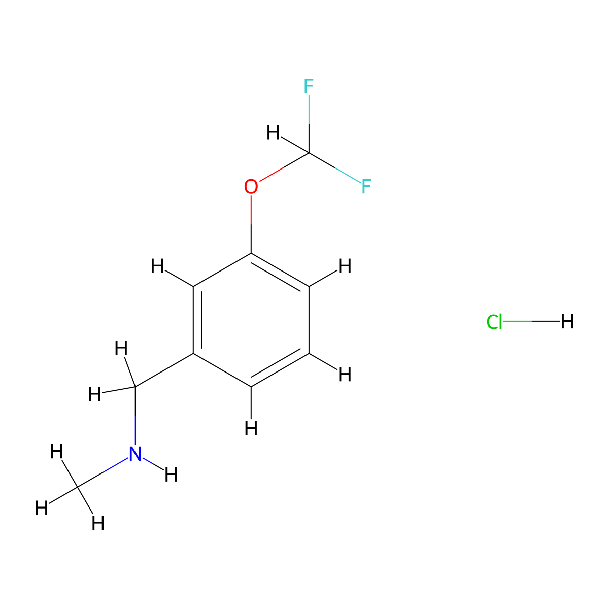 ((3-(Difluoromethoxy)phenyl)methyl)(methyl)amine hydrochloride molecular structure, CAS 2193066-57-6