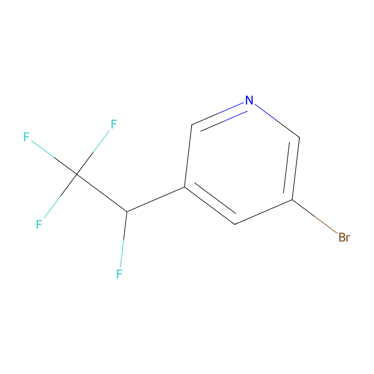 3-Bromo-5-(1,2,2,2-tetrafluoroethyl)pyridine molecular structure, CAS 2193066-65-6