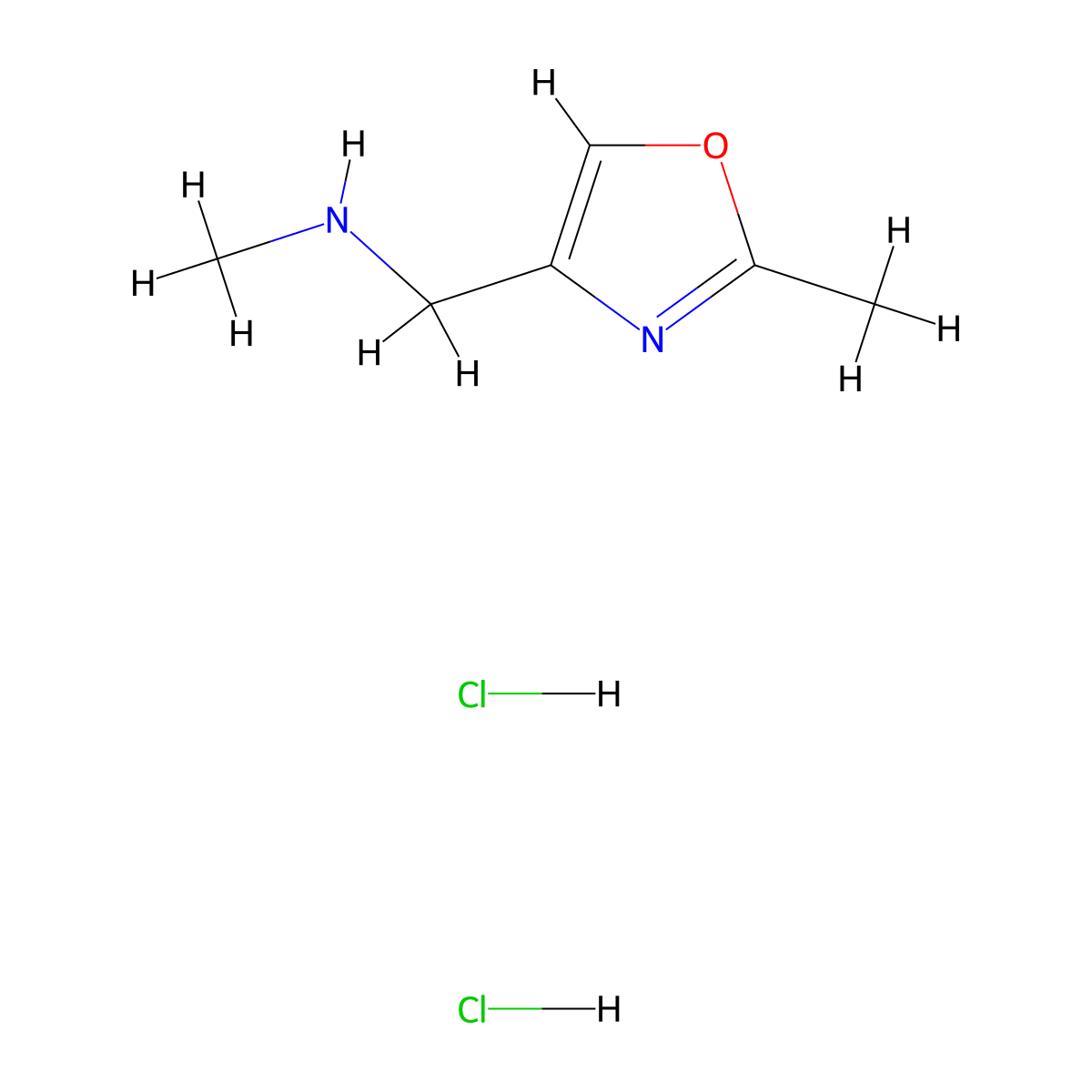 Methyl[(2-methyl-1,3-oxazol-4-yl)methyl]amine dihydrochloride molecular structure, CAS 2193066-68-9