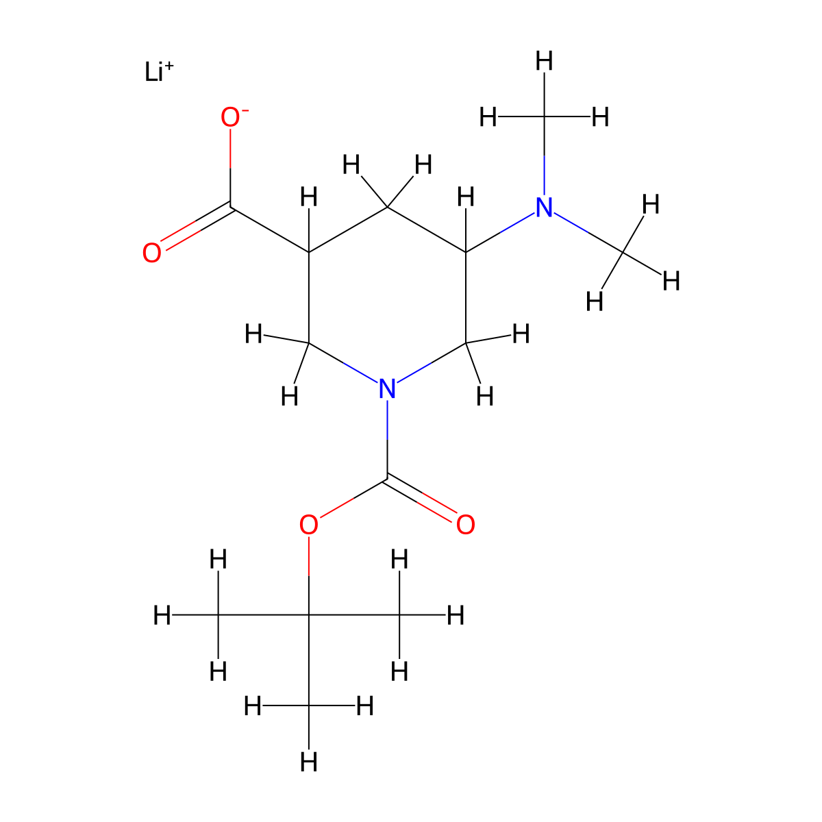 Lithium(1+) 1-((tert-butoxy)carbonyl)-5-(dimethylamino)piperidine-3-carboxylate molecular structure, CAS 2193066-72-5