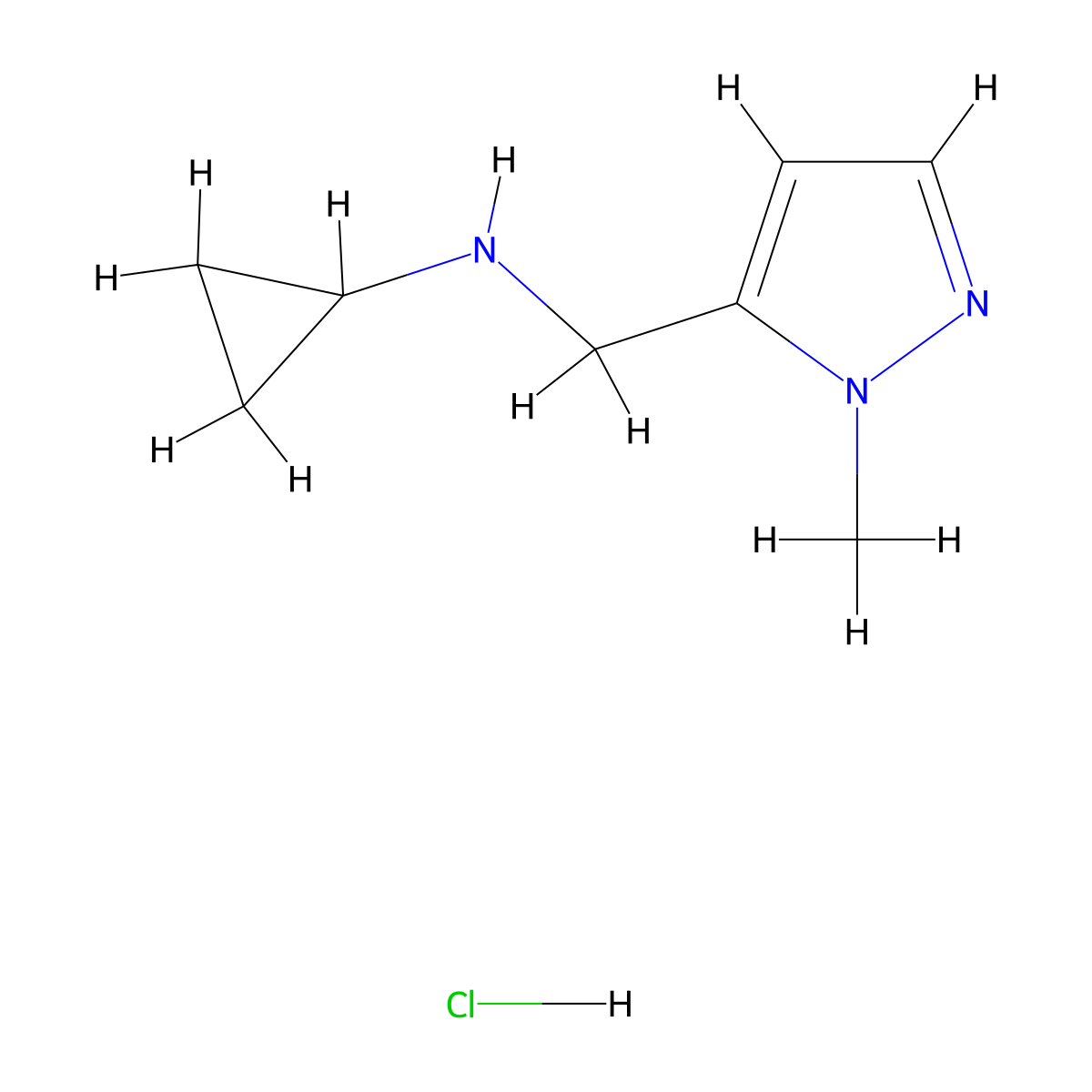 N-[(1-methyl-1h-pyrazol-5-yl)methyl]cyclopropanamine hydrochloride molecular structure, CAS 2193066-93-0