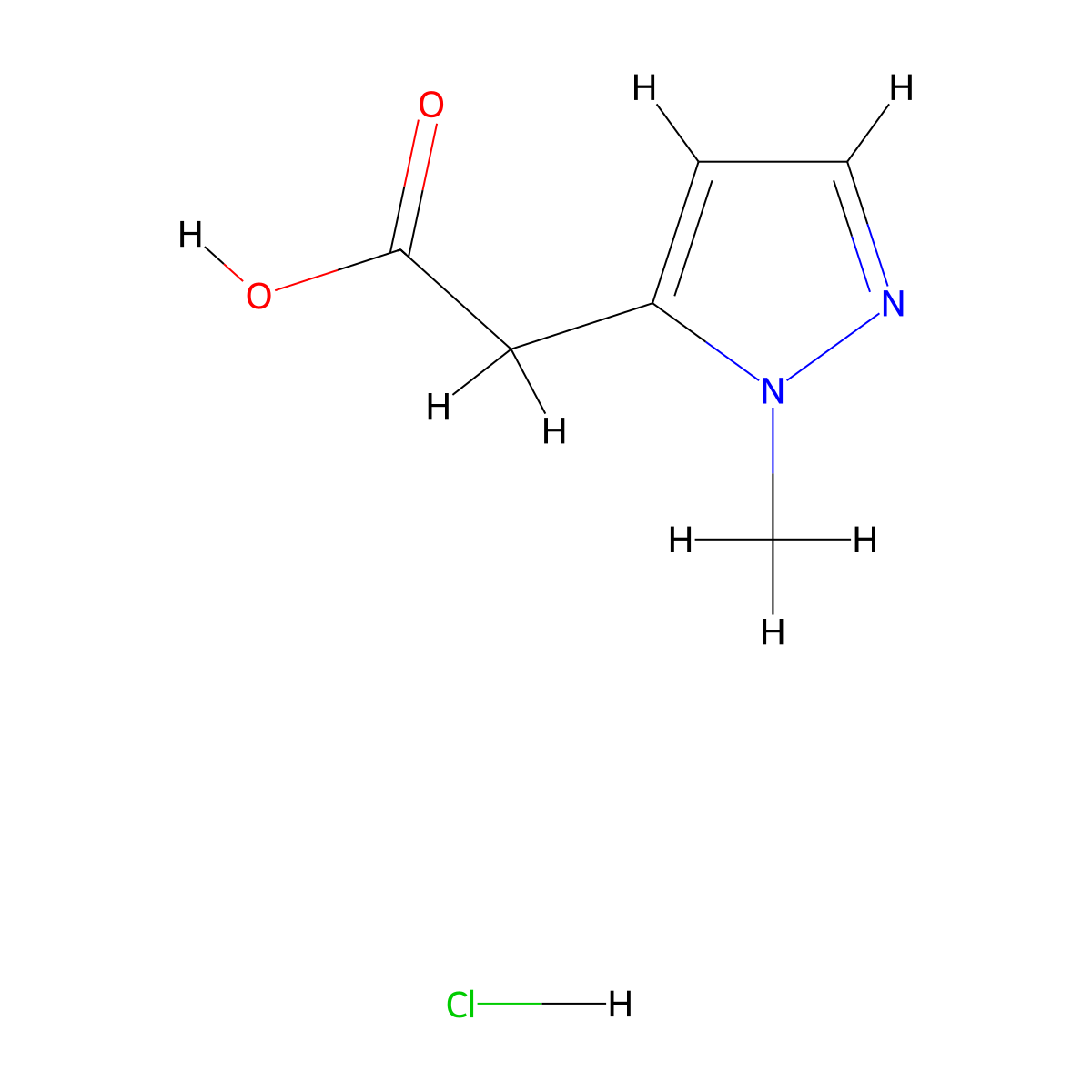 2-(1-methyl-1H-pyrazol-5-yl)acetic acid hydrochloride molecular structure, CAS 2193066-99-6