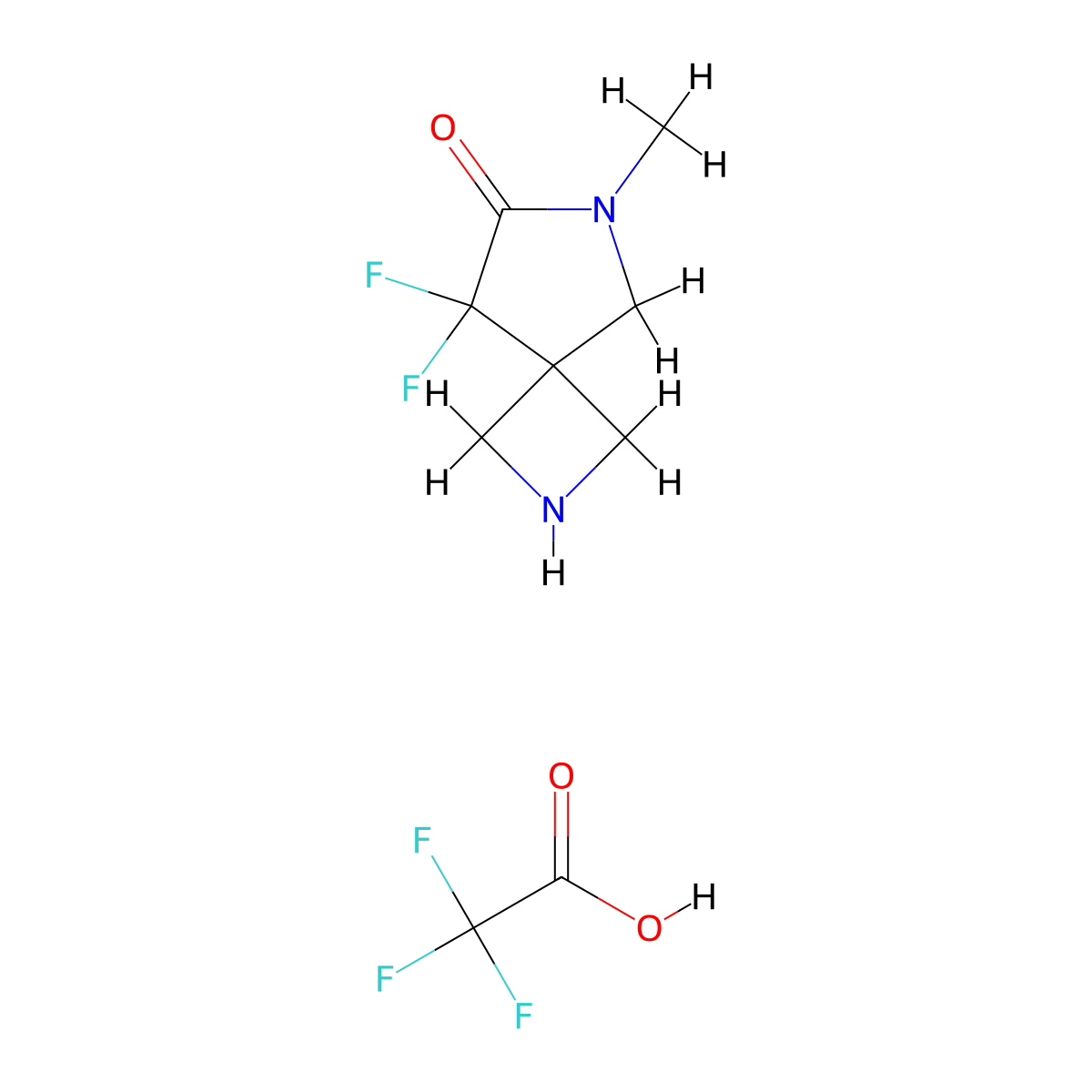 8,8-Difluoro-6-methyl-2,6-diazaspiro(3.4)octan-7-one; trifluoroacetic acid molecular structure, CAS 2193067-09-1