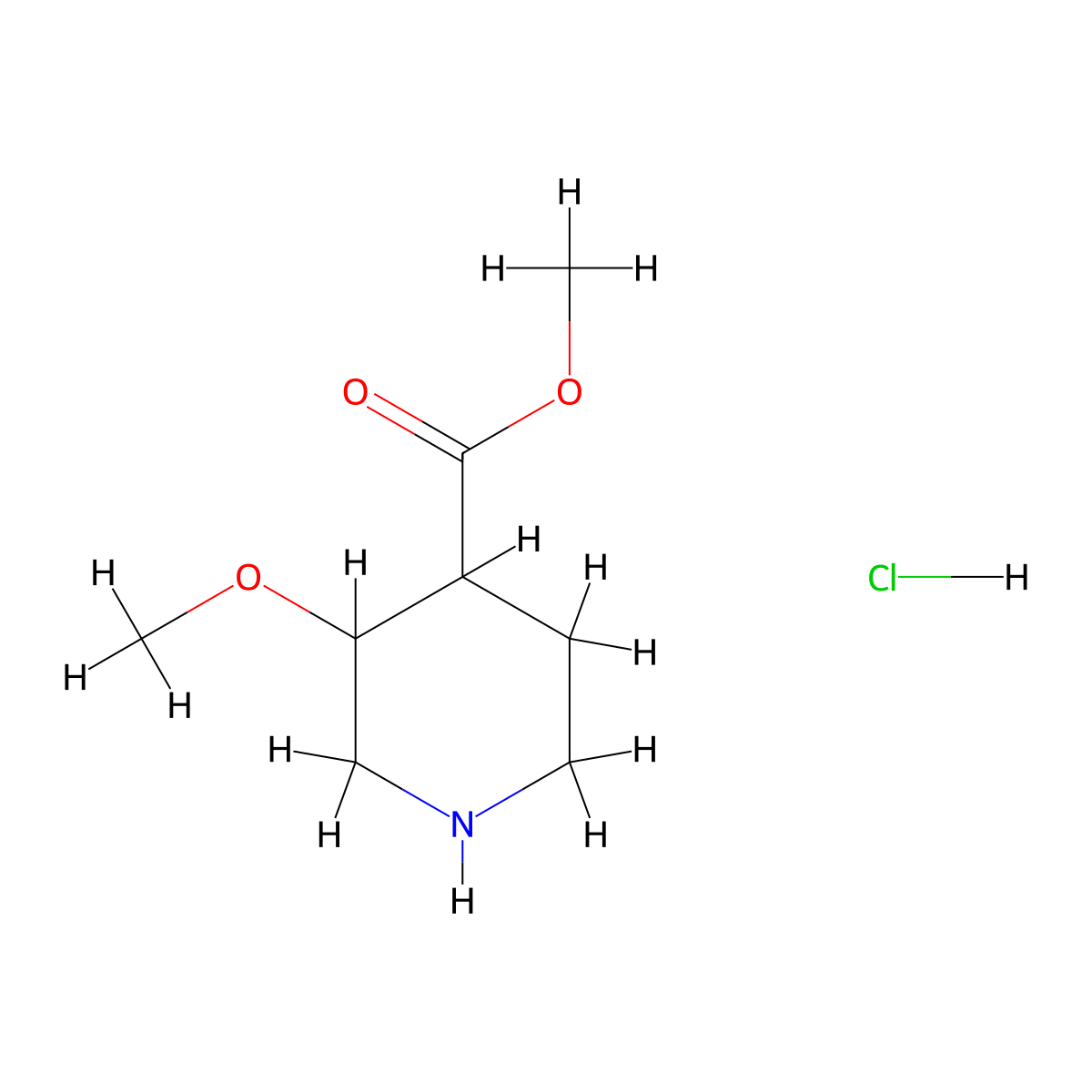 Methyl 3-methoxypiperidine-4-carboxylate hydrochloride molecular structure, CAS 2193067-16-0