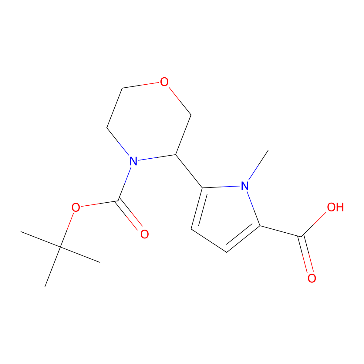 5-{4-[(tert-butoxy)carbonyl]morpholin-3-yl}-1-methyl-1H-pyrrole-2-carboxylic acid molecular structure, CAS 2193067-19-3