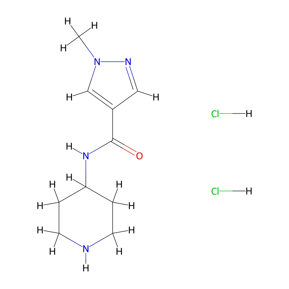 1-methyl-N-(piperidin-4-yl)-1H-pyrazole-4-carboxamide dihydrochloride molecular structure, CAS 2193067-20-6