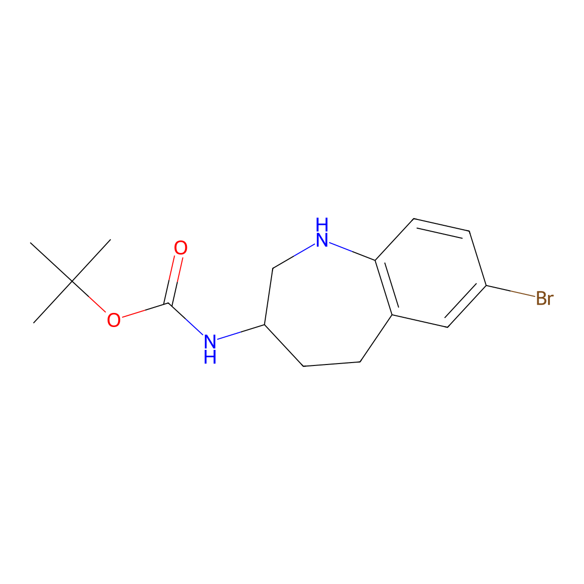 Tert-butyl N-(7-bromo-2,3,4,5-tetrahydro-1H-1-benzazepin-3-yl)carbamate molecular structure, CAS 2193067-26-2