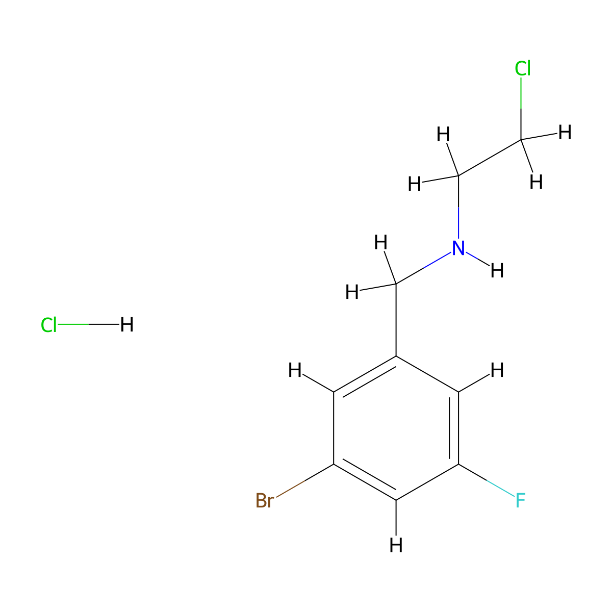 ((3-Bromo-5-fluorophenyl)methyl)(2-chloroethyl)amine hydrochloride molecular structure, CAS 2193067-32-0