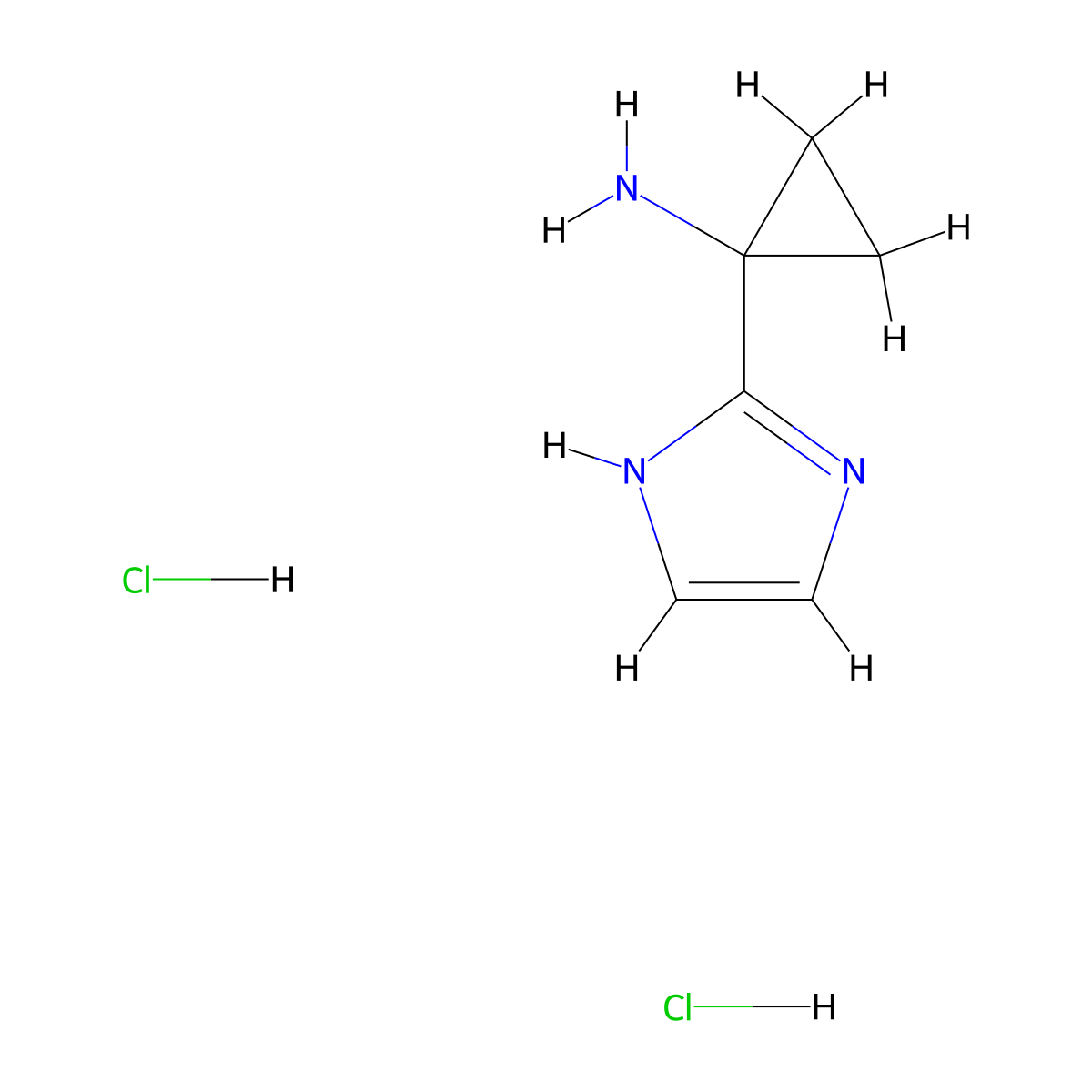 1-(1H-imidazol-2-yl)cyclopropan-1-amine dihydrochloride molecular structure, CAS 2193067-56-8