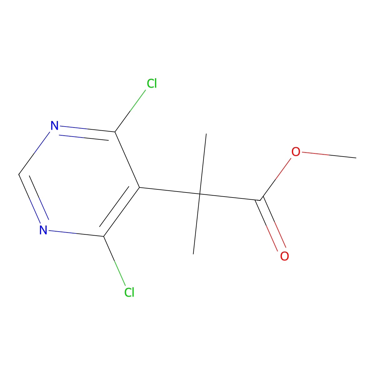 Methyl 2-(4,6-dichloropyrimidin-5-yl)-2-methylpropanoate molecular structure, CAS 2193067-65-9