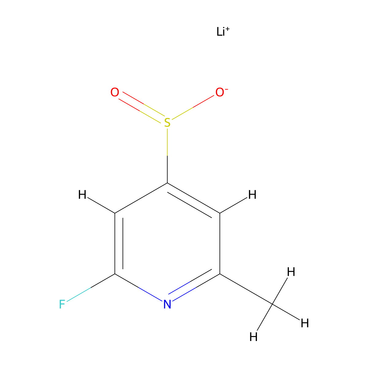 Lithium(1+) ion 2-fluoro-6-methylpyridine-4-sulfinate molecular structure, CAS 2193067-68-2