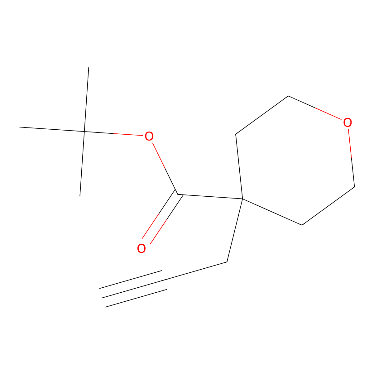 Tert-butyl 4-(prop-2-yn-1-yl)oxane-4-carboxylate molecular structure, CAS 2193067-75-1