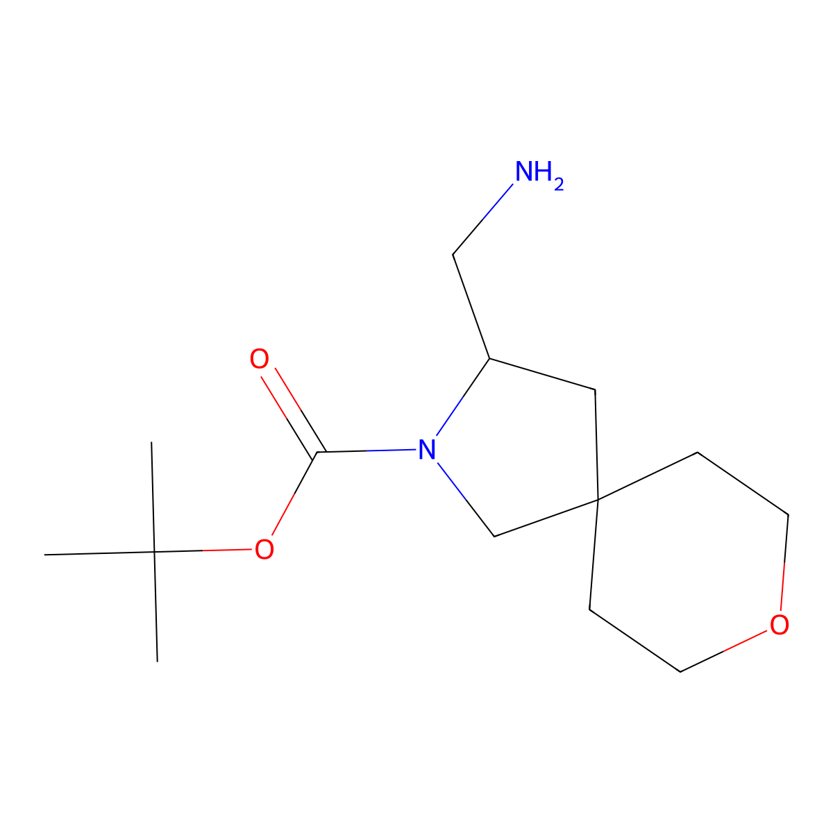 tert-Butyl 3-(aminomethyl)-8-oxa-2-azaspiro[4.5]decane-2-carboxylate molecular structure, CAS 2193067-85-3