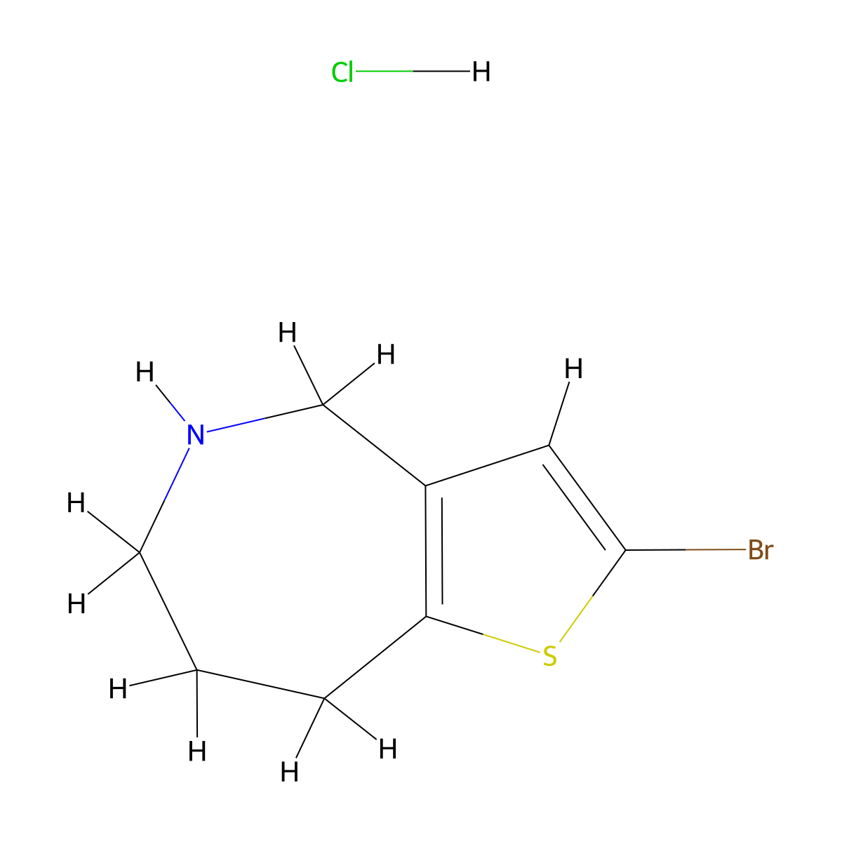2-Bromo-4h,5h,6h,7h,8h-thieno[3,2-c]azepine hydrochloride molecular structure, CAS 2193067-88-6