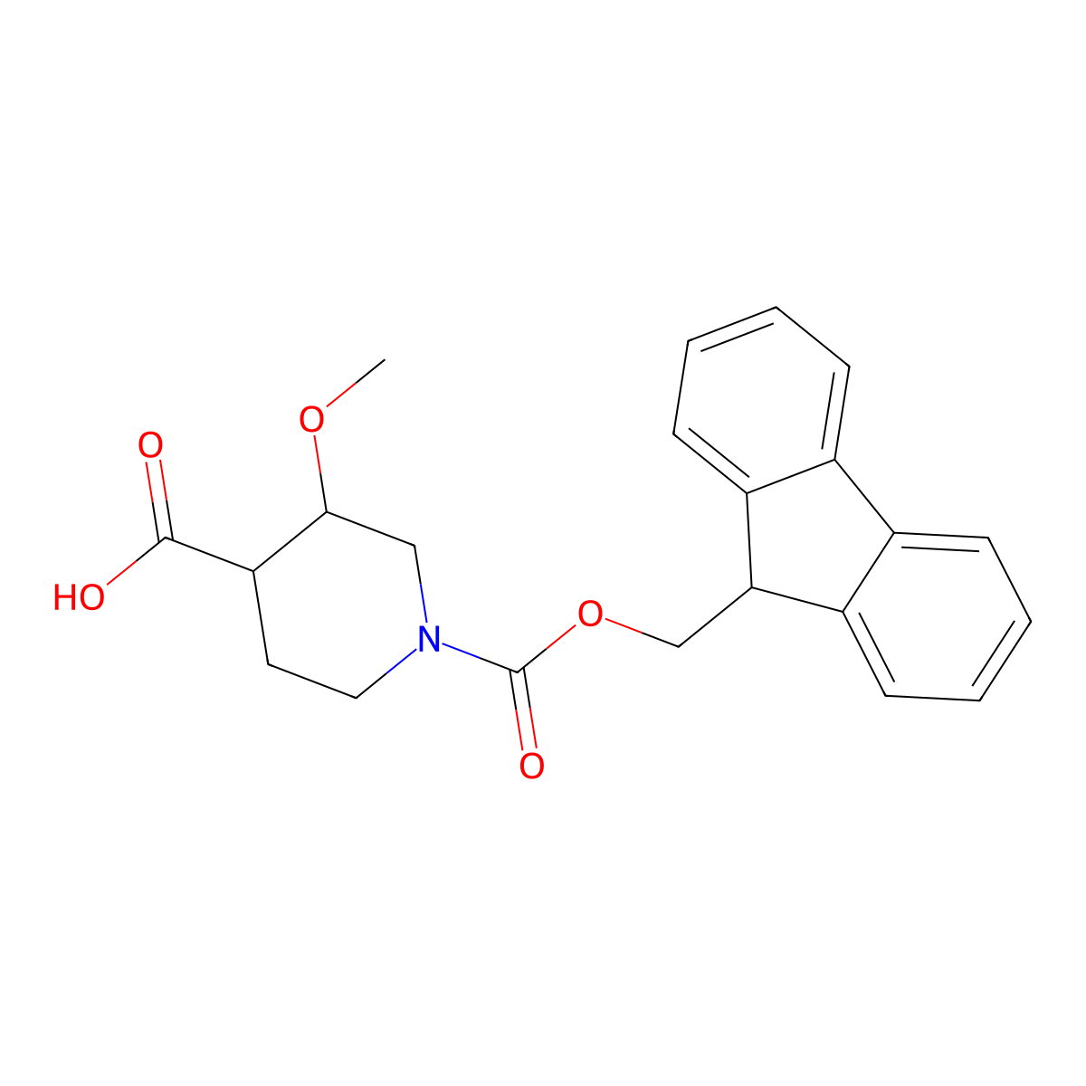 1-{[(9H-fluoren-9-yl)methoxy]carbonyl}-3-methoxypiperidine-4-carboxylic acid molecular structure, CAS 2193067-96-6