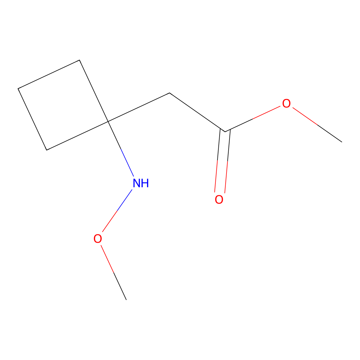 Methyl 2-[1-(methoxyamino)cyclobutyl]acetate molecular structure, CAS 2193068-00-5
