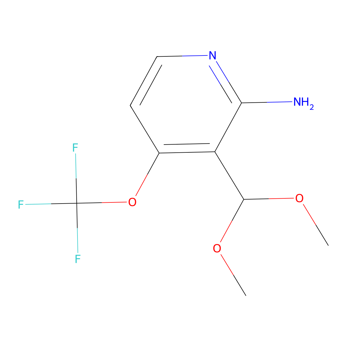 3-(Dimethoxymethyl)-4-(trifluoromethoxy)pyridin-2-amine molecular structure, CAS 2193068-02-7