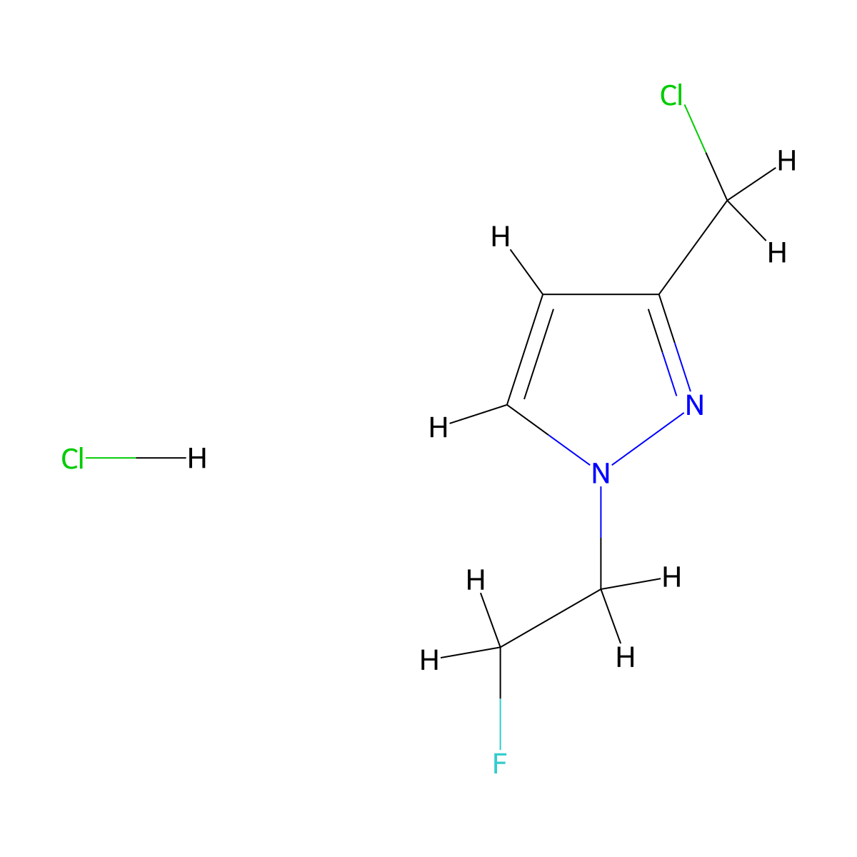 3-(Chloromethyl)-1-(2-fluoroethyl)-1H-pyrazole hydrochloride molecular structure, CAS 2193068-03-8