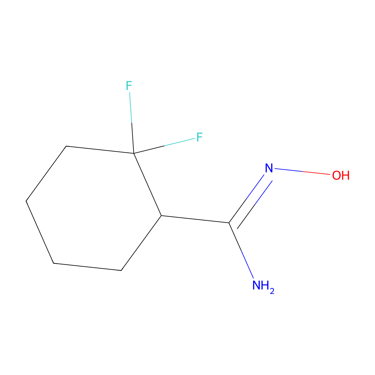 2,2-difluoro-N'-hydroxycyclohexane-1-carboximidamide molecular structure, CAS 2193076-47-8