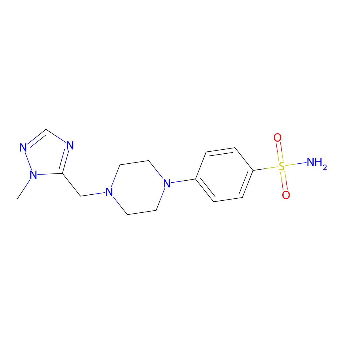 4-{4-[(1-methyl-1H-1,2,4-triazol-5-yl)methyl]piperazin-1-yl}benzene-1-sulfonamide molecular structure, CAS 2193081-53-5