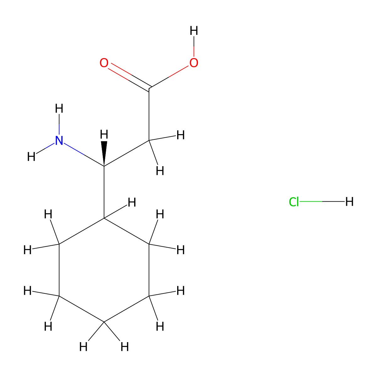 (3R)-3-amino-3-cyclohexylpropanoic acid hydrochloride molecular structure, CAS 219310-11-9
