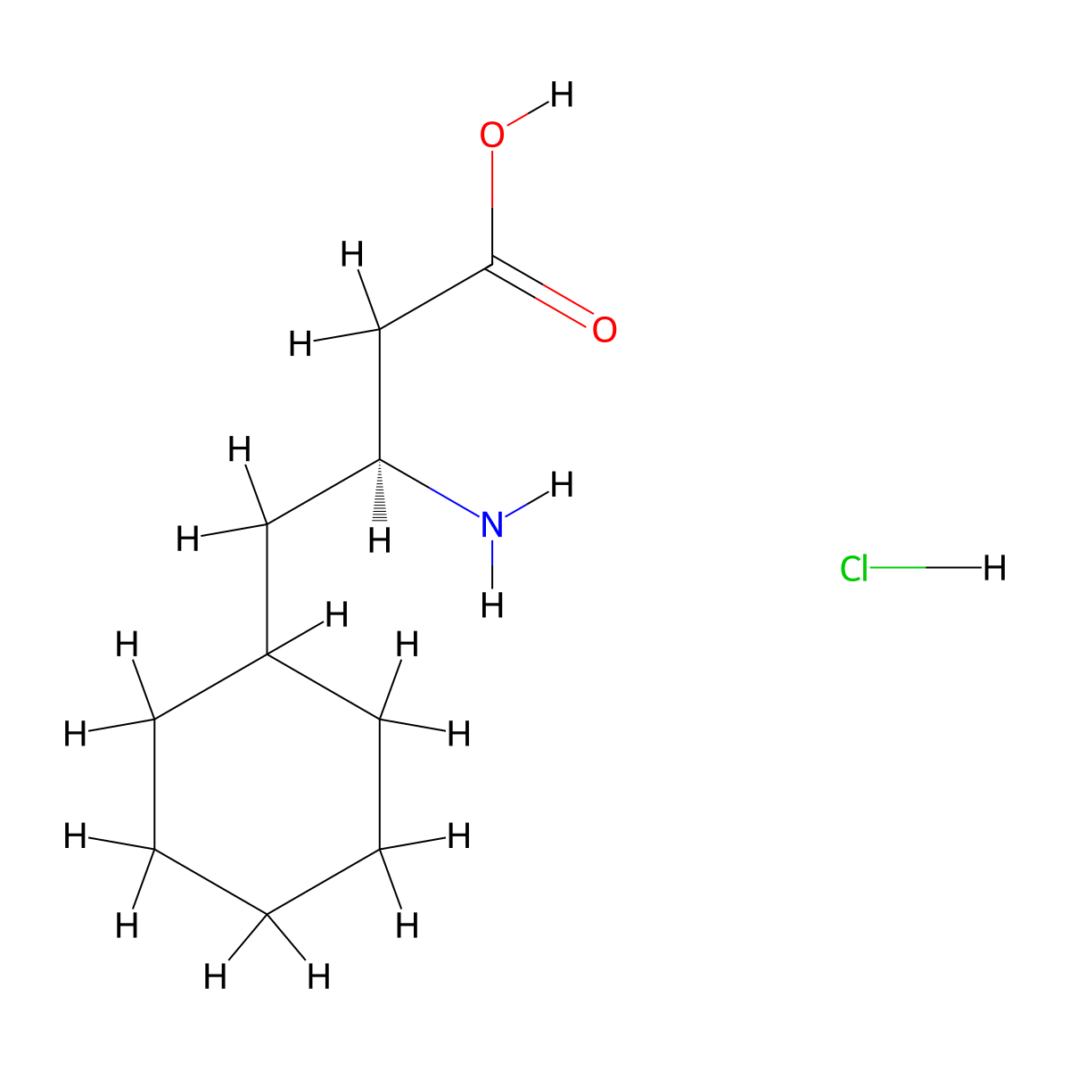 (3S)-3-amino-4-cyclohexylbutanoic acid hydrochloride molecular structure, CAS 219310-12-0
