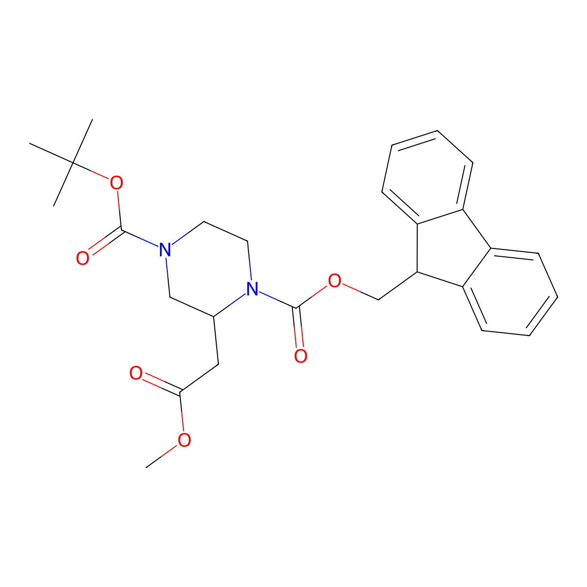 Methyl (4-BOC-2-FMOC-Pierazine)-2-acetate molecular structure, CAS 219312-96-6