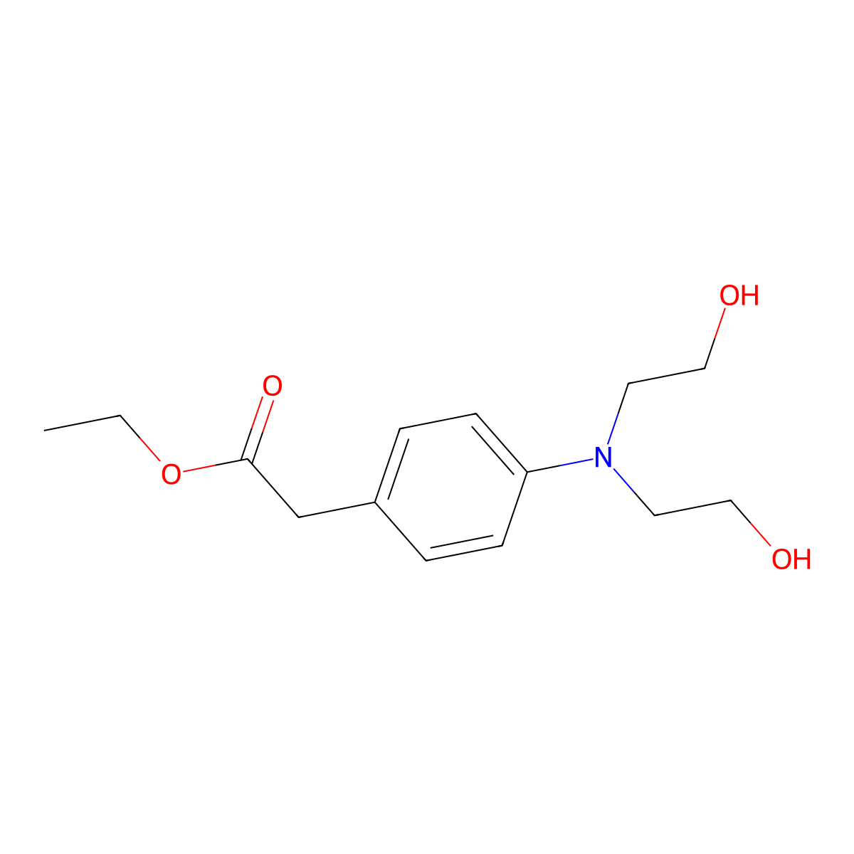 Ethyl 2-(4-(bis(2-hydroxyethyl)-amino)phenyl)acetate molecular structure, CAS 219313-75-4